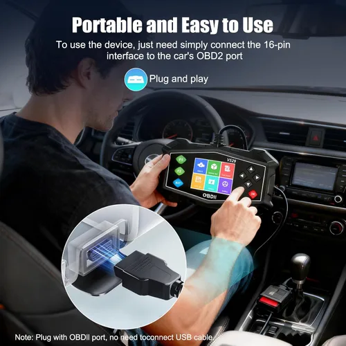 Miniatura 7 de Escáner OBD2 Lector de código de diagnóstico, luz de motor OBD II automotriz, probador de batería, modo 6, modo 8 y preparación I/M, herramienta