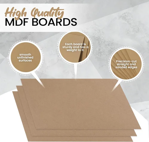 Miniatura 3 de Paquete de 8 tablas CalPalmy de 8" x 10" de MDF - Tablas de 2 mm de espesor para carpintería, diseño de interiores, manualidades y más - con lados