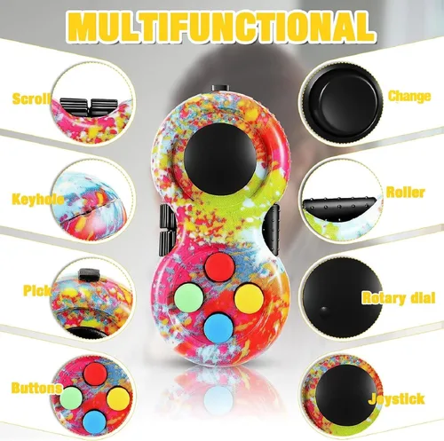 Miniatura 3 de Skylety 2 piezas de juguetes para la ansiedad para adultos, controlador, almohadilla para aliviar el estrés, cubo clicker, controlador de juego