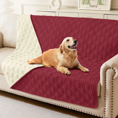 Miniatura 89 de hyha Manta impermeable para perros, manta reversible para cama de mascotas, funda suave para sofá/sillón lavable para perros, fundas impermeables