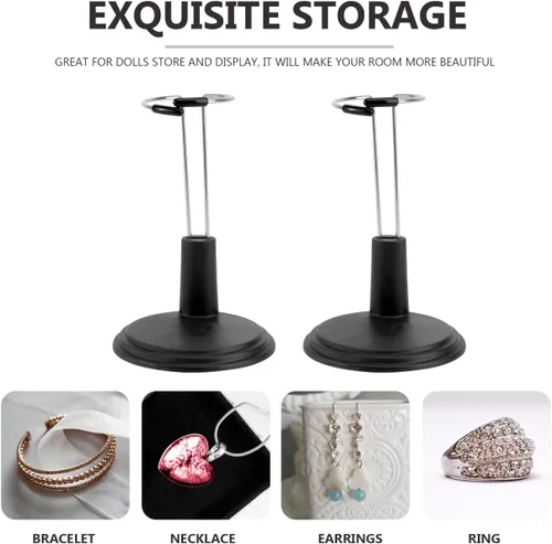 Miniatura 7 de NUOBESTY Soporte de muñeca creativo, 4 piezas, soporte de oso portátil, almacenamiento negro para muñecas, modelos de juguete, exhibición de ahorro