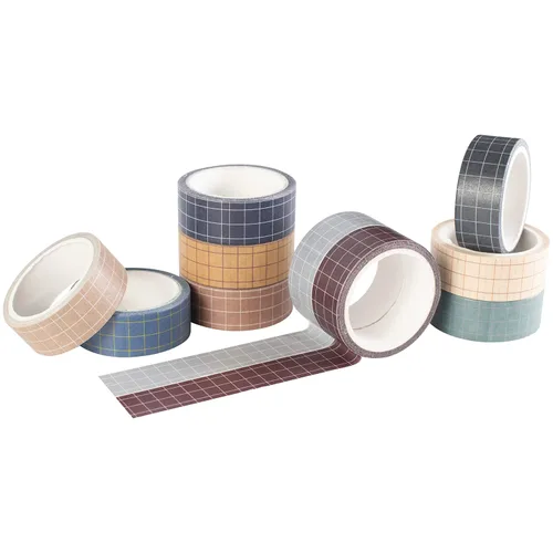 Miniatura 5 de Juego de cinta Washi de cuadrícula de MAGLITT, 10 rollos de cintas decorativas a cuadros para diarios, planificadores, álbumes de recortes