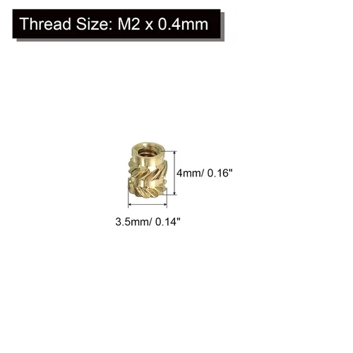 Miniatura 2 de uxcell Insertos roscados M2, 70 piezas de tuercas moleteadas métricas de latón para plástico, componentes de impresión 3D