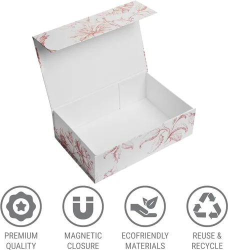 Miniatura 4 de Caja de regalo de recuerdo de lujo, paquete de 3 cajas decorativas florales rosas con tapas magnéticas para regalos, caja de recuerdos de boda