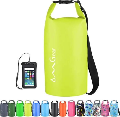 Miniatura 11 de OMGear - Bolsa seca impermeable y bolsa para teléfono, bolsa flotante de 40L/30L/20L/10L/5L para kayak, navegación, actividades al aire libre verde