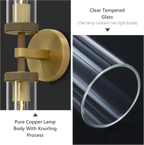 Miniatura 4 de Aplique de pared de baño de 30", apliques de pared de latón con cableado fijo, aplique de pared dorado regulable, apliques lineales moleteados