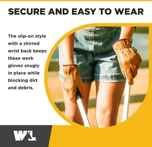 Miniatura 4 de Wells Lamont HydraHyde - Guantes de trabajo de cuero resistentes al agua para mujer, parche de palma reforzado
