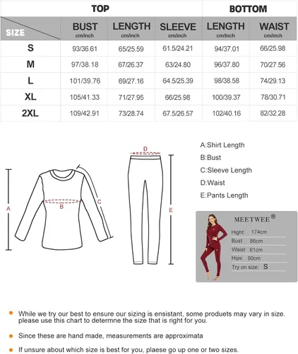 Miniatura 7 de MEETWEE Ropa interior térmica para mujer, Long Johns Ski para clima frío, capa base, cálida parte superior e inferior de invierno para correr
