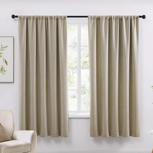 Miniatura 19 de WRENSONGE Cortinas opacas para dormitorio, cortinas opacas negras de 63 pulgadas de largo para sala de estar, ventanas, cocina, habitación, cortinas