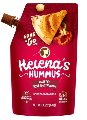Miniatura 7 de Helena Hummus (pack de 3), estable en estante, sin conservantes añadidos, 2 hummus natural clásico de 4.23 oz y 1 hummus de pimiento rojo asado
