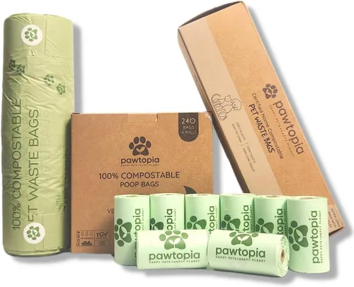 Miniatura 10 de Pawtria Certified Home - Bolsas compostables para excrementos de perro (120), bolsas para excrementos de perros, arena para gatos, almidones