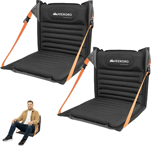 Miniatura 12 de Asientos plegables inflables, sillas portátiles con soporte de espalda, asiento plegable y ligero para campamento/eventos deportivos, asientos