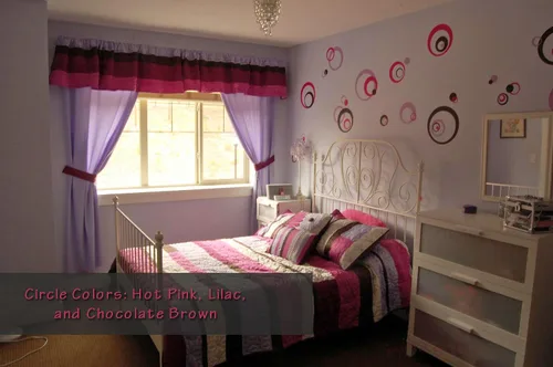 Miniatura 5 de Vinilo adhesivo de pared rosa intenso, círculos, burbujas, puntos 25+ PC