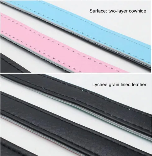 Miniatura 3 de Collares de cuero para perros medianos, acolchado suave al tacto, grueso de piel de vaca auténtica, hebilla dorada duradera, collares ajustables
