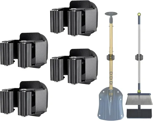 Miniatura 8 de Soporte de pared magnético mejorado para escoba y trapeador, ahorro de espacio, resistente, sin taladrar sobre la puerta, agarre de escoba
