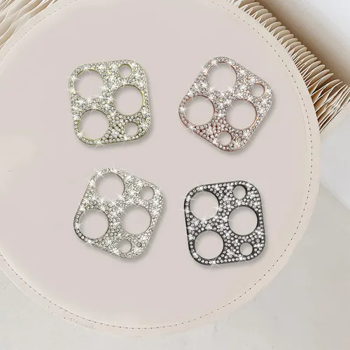 Miniatura 7 de Protector de lente brillante para iPhone 13 Pro Max, cubierta de cámara con purpurina 3D, diamantes de imitación, puntos brillantes, decoración