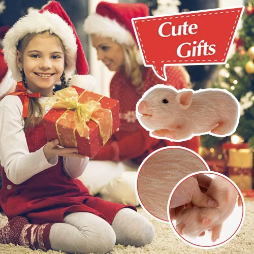Miniatura 2 de Eummy Juguetes de cerdo para niñas y niños de 5 pulgadas, mini cerdo de silicona realista, cuerpo de animales falsos elásticos, mini muñecas de bebé