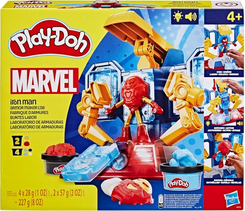 Miniatura 2 de Play-Doh Marvel Iron Man Armor Maker Lab Juego de Juguetes con Luces y Sonidos, Figura de Acción Personalizable, Juguetes de Imaginación para Niños