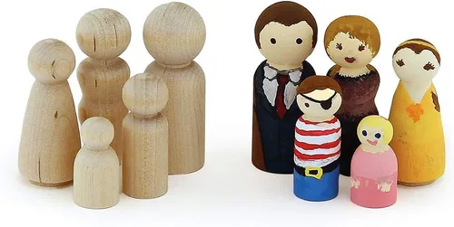 Miniatura 12 de Hygloss Productos Muñecas de madera con clavijas – Artesanía pintable Birchwood Doll People – Familia surtida, 10 piezas (8560)