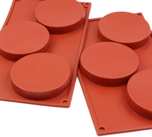 Miniatura 6 de homEdge Molde de silicona con forma de disco de 3 cavidades, 3 paquetes de pastel de disco, gustard, posavasos de resina, tarta y moldes de jabón