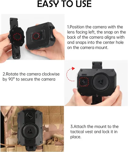 Miniatura 5 de WEIGUZC Soporte de cámara Molle compatible con Axon Taser Body Camera 2/3/4 - Soporte Molle de aluminio ligero para chaleco táctico y uniforme