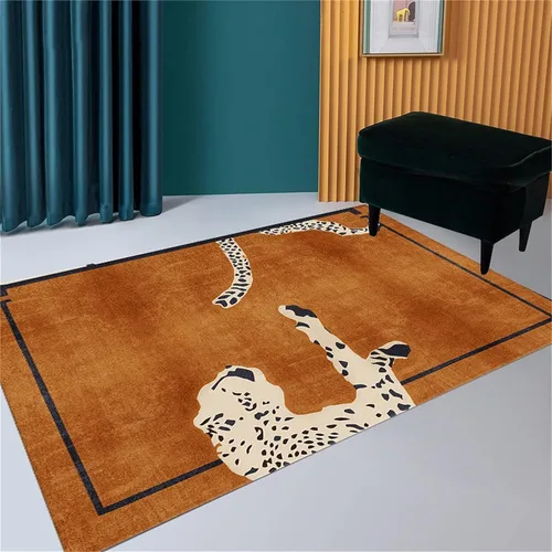 Miniatura 37 de Alfombra de área con estampado de leopardo, 3 x 5 pies, alfombra con estampado de guepardo africano majestuoso y vida silvestre, alfombra de pelo 15