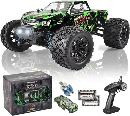 TENSSENX Coches RC todo terreno a escala 1:18, 40 KPH de alta velocidad 4WD de control remoto con 2 baterías recargables, camión monstruo