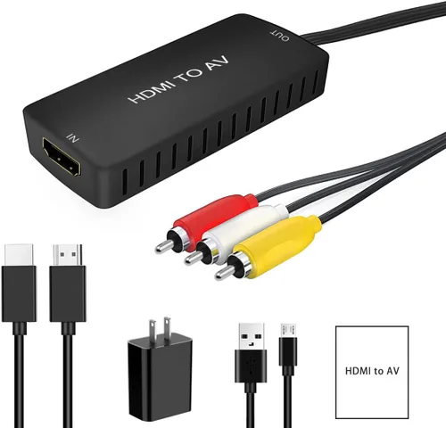 Miniatura 7 de LVY Convertidor HDMI a RCA, adaptador de convertidor de audio de vídeo compuesto HDMI a AV, compatible con PAL/NTSC para PC portátil HDTV DVD