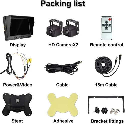 Miniatura 7 de AHD Cámara de respaldo dual con monitor DVR 1080P de 7 pulgadas, cámara de visión frontal y trasera, cámara de visión nocturna impermeable