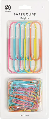 U Brands Kit de accesorios de oficina, suministros de oficina, incluye 65 estándar, 5 jumbo y 30 clips de papel de tamaño mediano en un surtido de