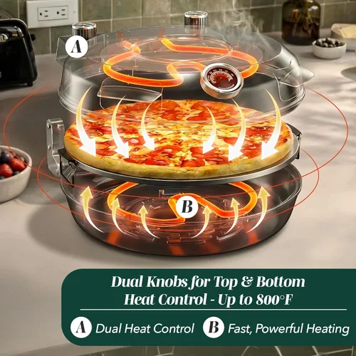 Miniatura 3 de Horno de Pizza Eléctrico de Encimera Cook With Color – Fabrica Pizzas con Costra Crujiente, Calienta hasta 800˚F, Piedra Cerámica de 12 Pulgadas