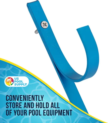 Miniatura 4 de U.S. Pool Supply Colgador de Pértiga para Piscina - 2 Ganchos de Piscina de Aluminio Azul para Pértiga - Gancho de Cerca para Equipos para Redes