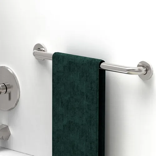Barra de seguridad de baño de acero inoxidable de 1-1/4 x 24 pulgadas, compatible con la ADA, capacidad de carga de 500 libras, níquel cepillado,