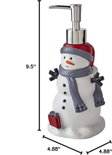 Miniatura 3 de SKL Home Dispensador de jabón de muñeco de nieve Whistler de Navidad/invierno para baño/cocina y regalo, multicolor