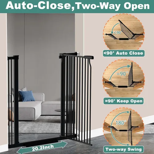 Miniatura 4 de Puerta de bebé extra alta de 40.5 pulgadas para puertas, puerta extra ancha para mascotas de 40.6 a 49.1 pulgadas, sin taladro, barrera de espacio