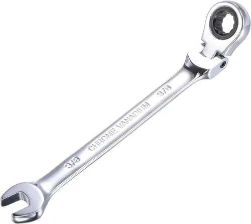 uxcell Llave combinada de trinquete de cabeza flexible de 3/8 pulgadas SAE 72 dientes de 12 puntos de trinquete de caja de herramientas de llave