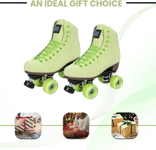 Miniatura 5 de Sure-Grip Boardwalk - Patines de ruedas unisex para exteriores con botas de cuero retro y ruedas 82A Limonero