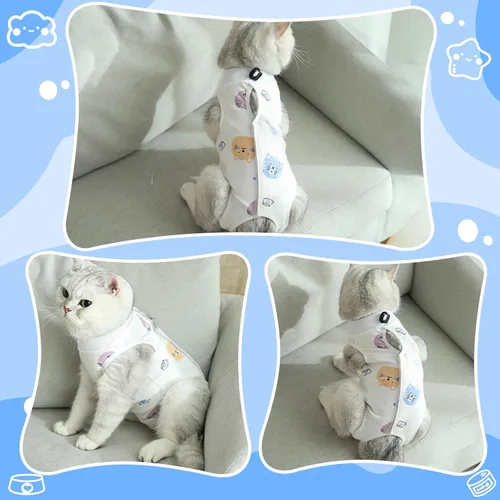 Miniatura 4 de Coppthinktu Traje de recuperación de gato para mujer, mameluco transpirable para después de la cirugía para heridas abdominales o enfermedades