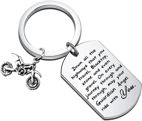 Miniatura 7 de FUSTMW Llavero de motociclista, regalo de motocicleta, llavero seguro para que tu ángel guardián viaje contigo, nuevo regalo para motociclista