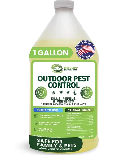 Mosquito Magician Solución Líquida Lista para Usar – Mata Mosquitos, Pulgas y Hormigas de Fuego – Uso con Nevozales de Mosquitos, Pulverizadores y