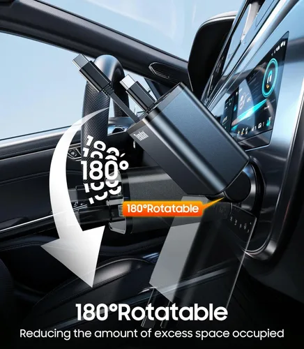 Miniatura 5 de Cargador retráctil para automóvil, cargador rápido 4 en 1, USB C, accesorios de coche para hombres y mujeres, accesorios de automóvil para regalos