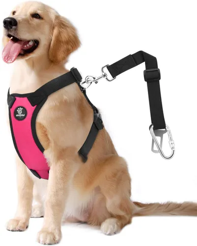 Miniatura 41 de VavoPaw cinturón de seguridad para perro, arnés de coche con peto de seguridad y hebilla ajustable para vehículo, cinturón de seguridad de nailon