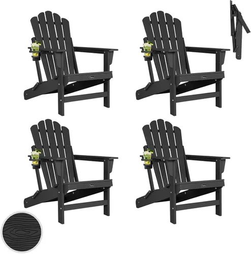 Miniatura 47 de FUNBERRY Juego de 6 sillas plegables Adirondack para todo tipo de clima, sillas para hogueras de polietileno de alta densidad con portavasos