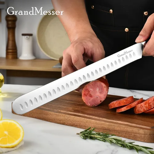 Miniatura 2 de Cuchillo para cortar rebanadas, cuchillo de pechuga de 12 pulgadas, diseño de mango ergonómico, para cortar barbacoa, pavo y jamón, carne asada
