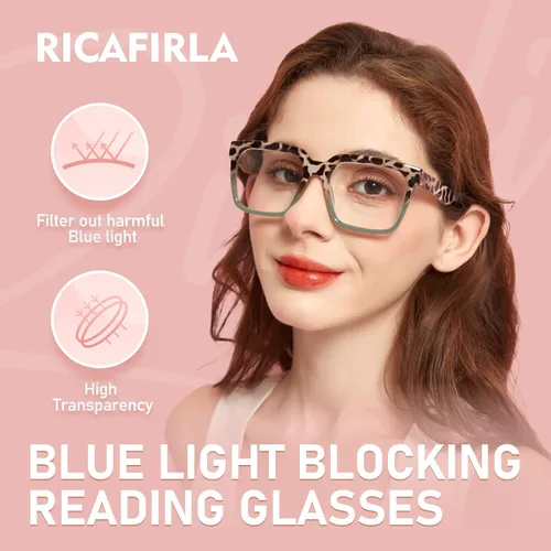 Miniatura 6 de Gafas de Lectura de Gran Tamaño para Mujer, Estilo Oprah, con Bloqueo de Luz Azul, para Computadora, Diseño de Dama, Marco Grande Cuadrado