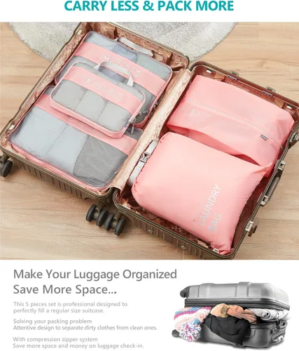 Miniatura 3 de Travelkin - Juego de 3 cubos de embalaje de compresión para maleta, organizador de viaje