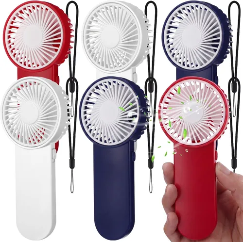 Miniatura 19 de Sumind 6 unidades de pequeño ventilador portátil personal pequeño a granel de 1 velocidad eléctrico lindo alimentado por batería para el cuello