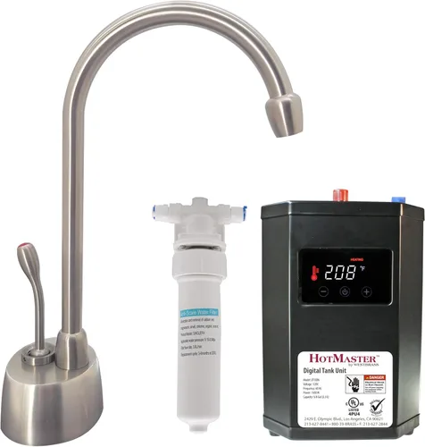 Miniatura 15 de Westbrass DT1F271-12 Develosah - Grifo dispensador de agua caliente de 9 pulgadas con sistema de tanque digital HotMaster DigiHot y filtro de agua