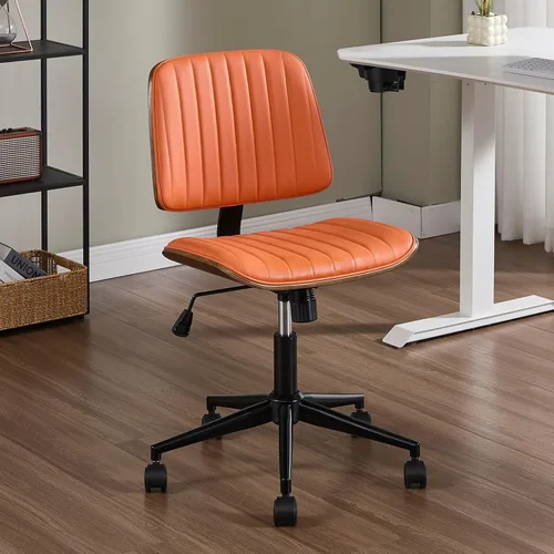 Miniatura 14 de VipDesk Silla pequeña de oficina en casa, silla de escritorio sin brazos con respaldo medio con giro de 360° y ruedas, silla de computadora moderna