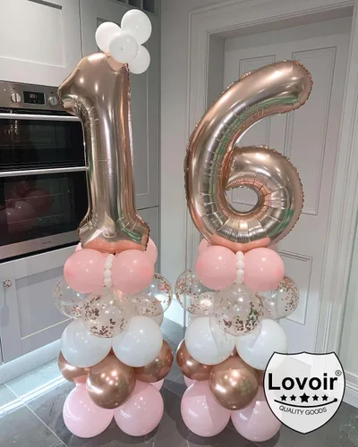 Miniatura 4 de Globo de oro rosa de 40 pulgadas con el número 16 de 61 dígitos gigantes de papel de aluminio de Mylar para helio de 16º cumpleaños 61, decoraciones
